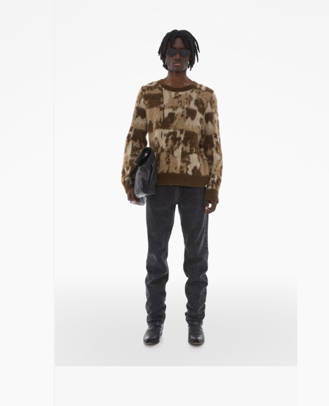 Helmut Lang Jacquard Crewneck Wolf Sweatshirt