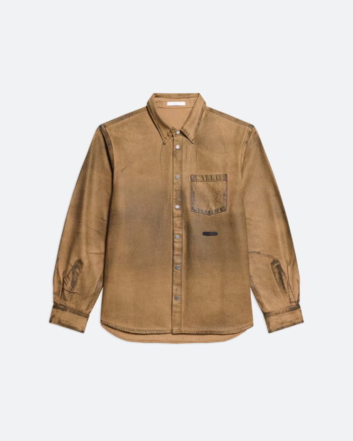 Helmut Lang Curved Classic Waxed Denim Shirt