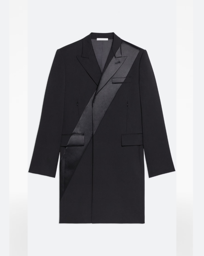 Virgin Wool Tuxedo Car Coat by Helmut Lang