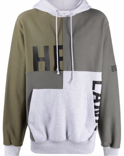 Helmut Lang Patchwork Logo-Print Pullover Hoodie